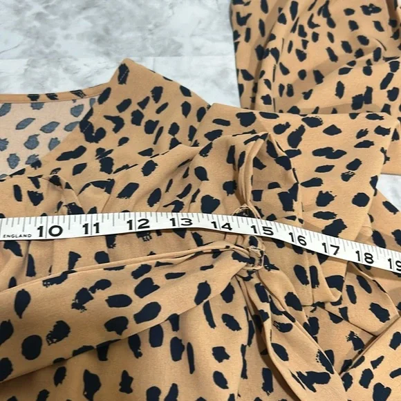 NO BRANCH WOMEN TAN BLACK LEOPARD PRINT MAXI DRESS Sz LG - Picture 11 of 11